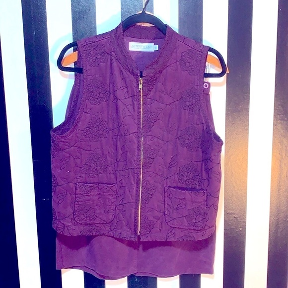 2 Pc Set Plum/Purple Vintage Pencil Skirt & Embroidered Vest Small 4/6 Woman’s - Picture 7 of 11